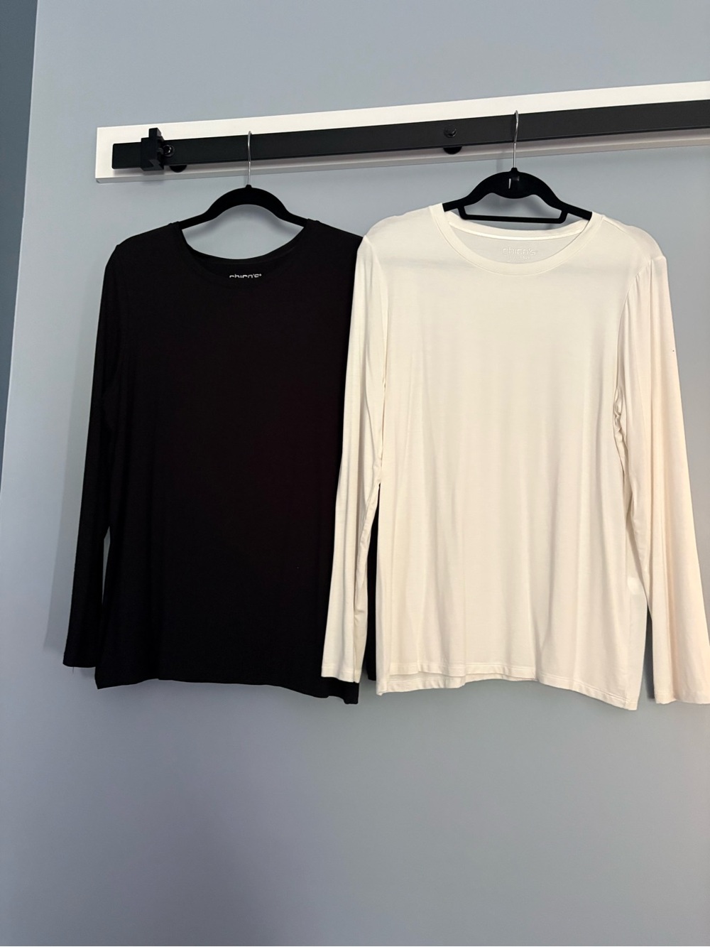 Chico's Long Sleeve Crewneck Top Duo - Black & Ivory